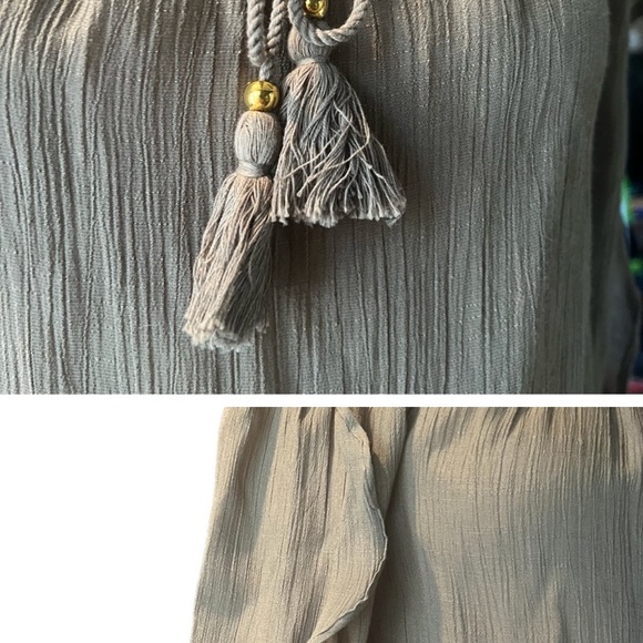 Harve Bernard Safari Green 3/4 Ruffle Top size Lg - Picture 2 of 2